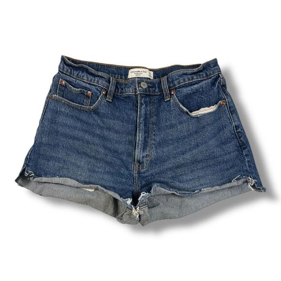 Abercrombie & Fitch High Rise The Mom Short Denim Jean Cutoff Shorts Size 31/12 - Picture 1 of 5